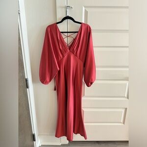Sachin + Babi x Anthropologie Red Midi Puff Sleeve Dress
